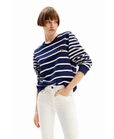 Desigual Women's Striped imagotype sweatshirt