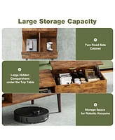 Modern Convertible Coffee Table with Foldable Desktop and Hidden Storage