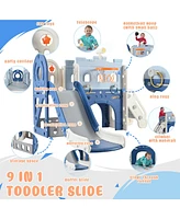 Simplie Fun Pirate Ship Toddler Slide Set: 9-in-1 Indoor/Outdoor Playground