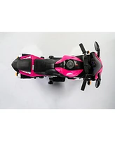 Kids Ride-On Motorcycle w/ Training Wheels, Manual Throttle, Lighting Wheels