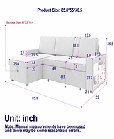 85.8" Pull Out Sleeper Sofa with Storage & Usb Port