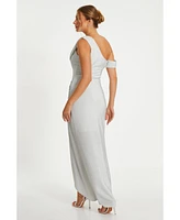 Quiz Women's Stretch Shimmer Cowl Wrap Maxi Dress