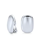 Bling Jewelry Geometric Rectangular Concave Clip On Earrings For Women Non Pierced Sterling Silver Alloy Clip