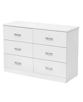 Sugift 6 Drawer Dressers Black Wood Dresser Chest of Drawers Double Dresser for Bedroom