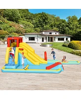 Sugift Inflatable Dual Slide Water Park Climbing Bouncer with 735W Air Blower