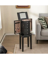 Sugift Jewelry Armoire with Top Flip Mirror and 4 Drawers