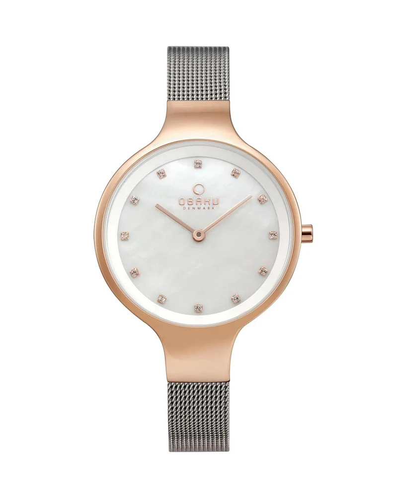 Obaku Women's Rose White mother of pearl Dial Watch - V173LXVWMC