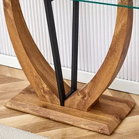 Durable Tempered Glass Tabletop with Solid Base, Easy to Assemble