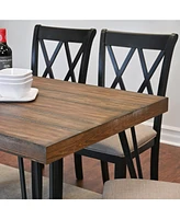 Streamdale Furniture Arroyo 6-Piece Dining Set Hairpin Table, Cross-back Chairs, Bench