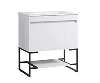 Elegant Bathroom Vanity with Durable Plywood Base and Ceramic Sink