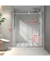 Streamdale Furniture Brushed Nickel Frameless Shower Door with Adjustable Soft-Closing