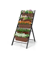 Sugift 5-tier Vertical Garden Planter Box Elevated Raised Bed with 5 Container