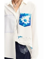 Desigual Women's Patchwork pocket daisy shirt