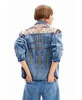 Desigual Women's Embroidered denim trucker jacket