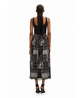 Desigual Women's Pleated combination midi dress