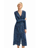 Desigual Women's Floral midi shirt dress