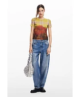 Desigual Women's Printed tulle T-shirt