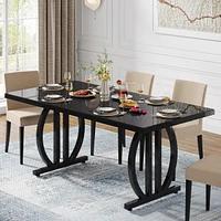 Tribesigns Executive Desk, 63 inch Large Modern Computer Desk with Metal Geometric Base, Conference Table for 4-6 People