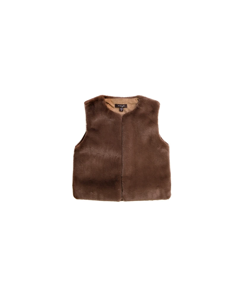 Imoga Collection Big Girls Eva FW23 Oak Faux Fur Vest