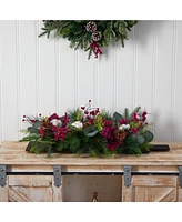 Slickblue Berries and Pinecones Christmas Candelabrum with Bows