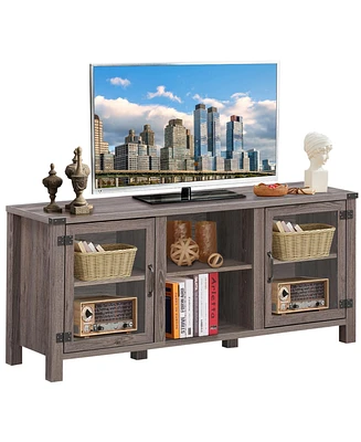 Gymax Tv Stand Entertainment Center for Tv's up to 65'' w/ Storage Cabinets Deep Taupe