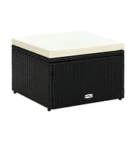 vidaXL Footstool Ottoman Poly Rattan 20.9"x20.9"x11.8