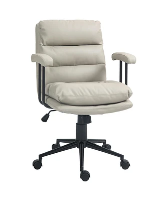 Homcom Home Office Chair with Adjustable Height, Pu Leather, Light