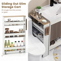 Costway Rolling Kitchen Slim Storage Cart Mobile Shelving Organizer w/ Handle