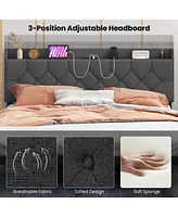 Slickblue Floating Bed Frame with Led and Headboard Charging Station