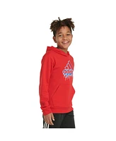 adidas Big Boys Long Sleeve Brand Graphic Hooded Fleece