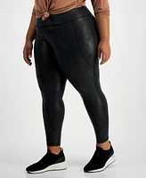 Id Ideology Plus Metallic Animal-Print Leggings, Created by Macy's