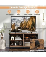 Gymax Tv Stand for TVs up to 55'' Entertainment Center w/ Storage Shelves Rustic Brown