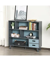 Homcom 3-Tier Bookcase Chest Open Shelves Cabinet Home Storage Furniture with Drawers