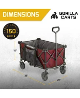 Gorilla Carts 7 Cubic Feet Foldable Utility Beach Wagon with Oversized Bed, Red