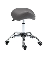 Homcom Faux Leather Rolling Single Seat w/Adjustable Height Lift and Chrome Leg Finish