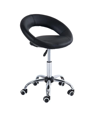 Homcom Adjustable Swivel Hydraulic Leather Salon Stool Rolling Chair,