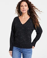 I.n.c. International Concepts Women's Sequin-Shine V-Neck Sweater, Created for Macy's