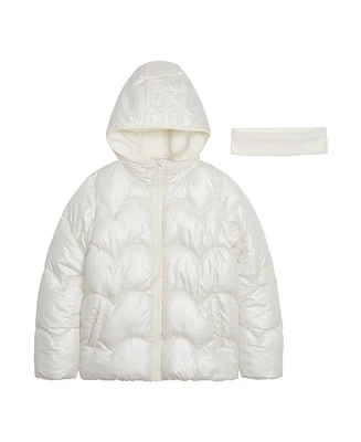 Weathertamer Little Girls Iridescent Foil Puffer Jacket