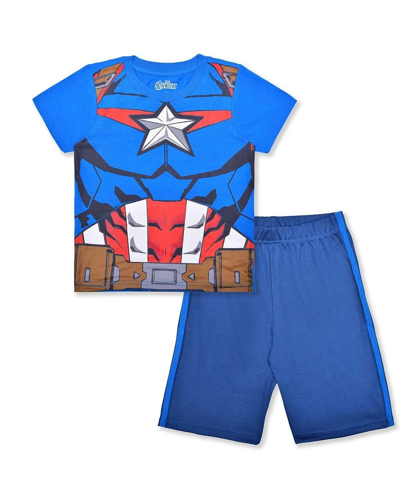 Children's Apparel Network Preschool Blue Captain America T-Shirt and Shorts Set