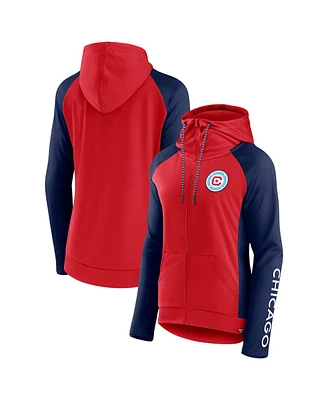 Fanatics Women's Red/Navy Chicago Fire Iconic Raglan Full-Zip Hoodie