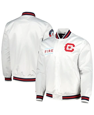 Mitchell & Ness Men's White Chicago Fire City Full-Snap Satin Jacket