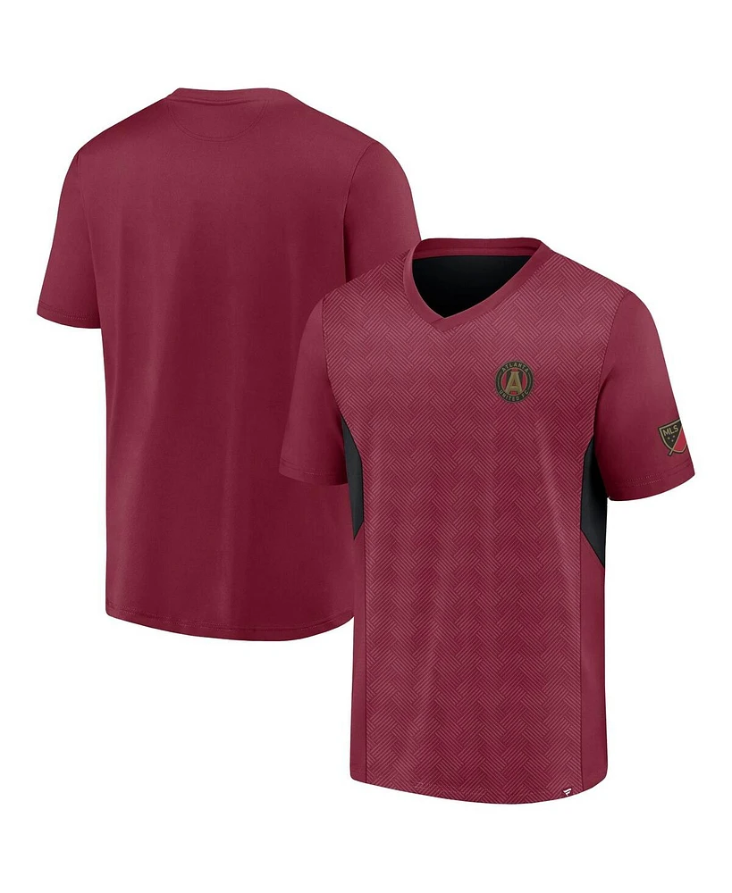 Fanatics Men's Red Atlanta United Fc Extended Play V-Neck T-Shirt