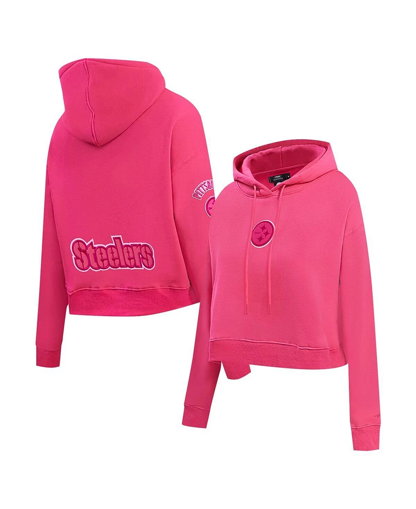 Pro Standard Women's Pittsburgh Steelers Triple Pink Cropped Fleece Pullover Hoodie