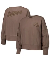 Pro Standard Women's Brown Baltimore Orioles Neutral Oversized Boxy Cropped Pullover Sweatshirt