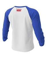 Contenders Clothing Men's White/Blue Rocky Super Fight Poster 3/4-Sleeve Raglan T-Shirt