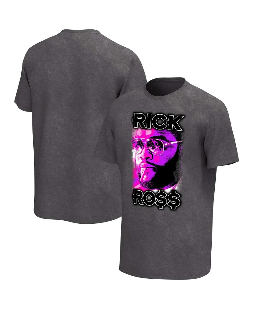 Philcos Men's Black Rick Ross Smoking Washed Graphic T-Shirt