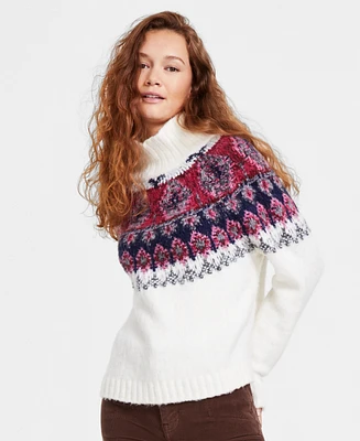 Lucky Brand Women's Fairisle Mock-Neck Long-Sleeve Sweater