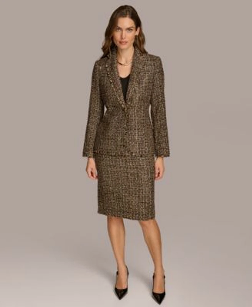 Donna Karan New York Womens Tweed Jacket Pencil Skirt