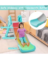 Costway Girls 3-in-1 Indoor Slide with Basketball Hoop & Basketball, Safe Buffer Zone