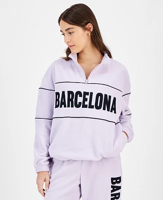 Rebellious One Juniors' Barcelona Fleece Half-Zip Top